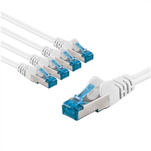 CAT 6A kabel krosowy, S/FTP (PiMF), 5 m, biały, zestaw 5