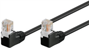 CAT 5e kabel krosowy, 2x 90° pod kątem,U/UTP, czarny, 0,25 m