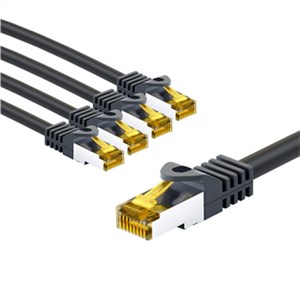 RJ45 kabel krosowy CAT 6A S/FTP (PiMF), 500 MHz, z CAT 7 kable surowym, 2 m, czarny, zestaw 5