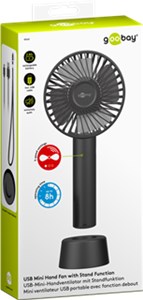 Ręczny wentylator USB z funkcją stojącą, czarny