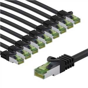 Kabel krosowy CAT 8.1 z certyfikatem GHMT, S/FTP (PiMF), 3 m, czarny, zestaw 10