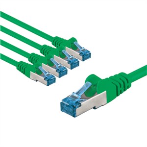 CAT 6A kabel krosowy, S/FTP (PiMF), 2 m, zielony, zestaw 5