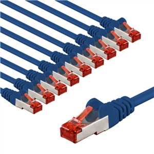 CAT 6 kabel krosowy, S/FTP (PiMF), 2 m, niebieski, zestaw 10