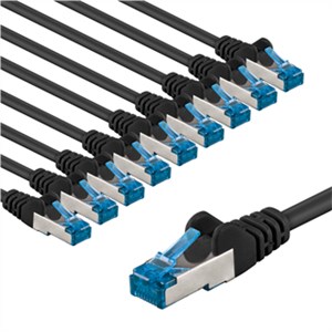 CAT 6A kabel krosowy, S/FTP (PiMF), 2 m, czarny, zestaw 10