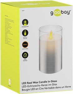 Świeca LED z prawdziwego wosku w szkle, 7,5 x 12,5 cm