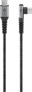 Kabel tekstylny USB-C™ do USB-C™ z metalowymi wtyczkami (gwiezdna szarość/srebrny), 90°, 2 m