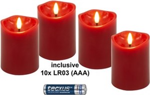 Czteroczęściowy zestaw świec LED z prawdziwego wosku, czerwony, z 12x AAA (LR03)