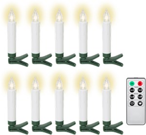 10 bezprzewodowych świec LED do choinek świątecznych