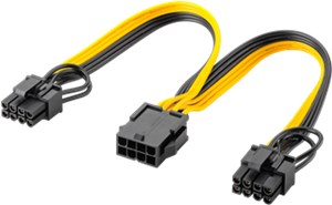 Kabel zasilający 8-pinowy żeński do podwójnego 6+2 męskiego dla PCIe