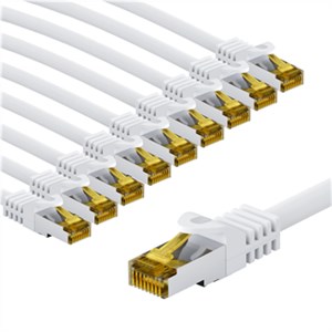 RJ45 kabel krosowy CAT 6A S/FTP (PiMF), 500 MHz, z CAT 7 kable surowym, 2 m, biały, zestaw 10