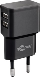 Podwójna ładowarka USB (12 W), czarna
