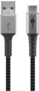 Kabel tekstylny USB-C™ do USB-A z metalowymi wtyczkami 0,5 m