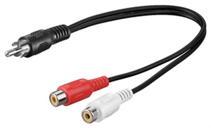 Kabel adapter Y audio, 1x wtyczka stereo RCA do 2x gniazd RCA