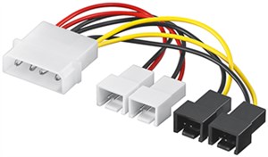 Kabel/Adapter zasilający wentylatora do komputera, wtyk 5,25 do wentylatora 2 x 12 V/2 x 5 V 