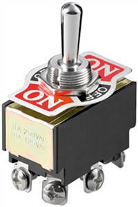 Łącznik przełączny miniaturowy, 2x ON - OFF - ON, 6 pinów z zaciskami śrubowymi