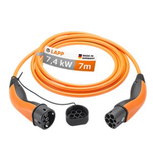 Kabel do ładowania Typu 2, do 7,4 kW, 7 m, pomarańczowy