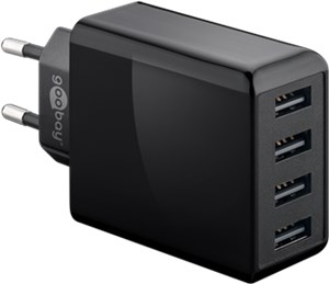 4-kierunkowa ładowarka USB (30 W) czarna