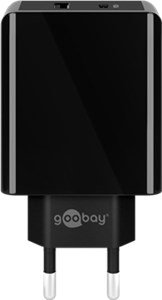 Podwójna szybka ładowarka USB-C™ PD (Power Delivery) (28 W), czarna Podwójna szybka ładowarka USB-C™ PD (Power Delivery) (28 W), czarna