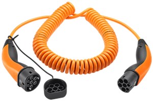 Spiralny kabel do ładowania Typu 2 do pojazdów elektrycznych, 5 m, Pomarańczowy