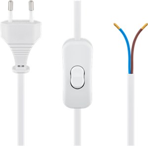 Kabel z wtyczką Euro do montażu - z wyłącznikiem, 1,5 m, biały