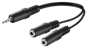 Adapter przewodu audio Y 3,5 mm, 1x męski 2x żeński mono