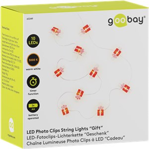 10 LED łańcuch świetlny z klipsami na zdjęcia "Prezent"