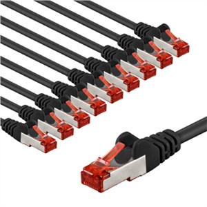 CAT 6 kabel krosowy, S/FTP (PiMF), 3 m, czarny, zestaw 10