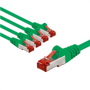 CAT 6 Patchkabel, S/FTP (PiMF), 5 m, grün, 5er-Set