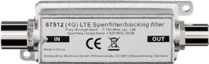 Filtr blokujacy LTE/4G, Wtyk do kabla koncentrycznego - Gniazdo do kabla koncentrycznego