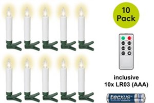 10 bezprzewodowych świec LED do choinek świątecznych z 20x AAA (LR03)