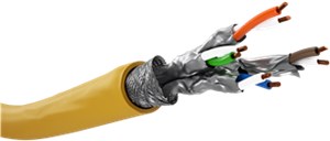 Kabel instalacyjny z certyfikatem GHMT CAT 8.1, S/FTP (PiMF), żółty