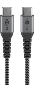 Kabel tekstylny USB-C™ do USB-C™ z metalowymi złączami 0,5 m