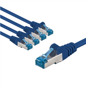 CAT 6A kabel krosowy, S/FTP (PiMF), 2 m, niebieski, zestaw 5