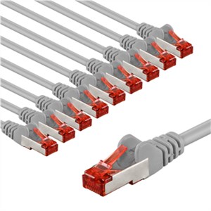 CAT 6 kabel krosowy, S/FTP (PiMF), 3 m, szary, zestaw 10