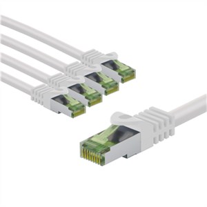 Kabel krosowy CAT 8.1 z certyfikatem GHMT, S/FTP (PiMF), 3 m, biały, zestaw 5