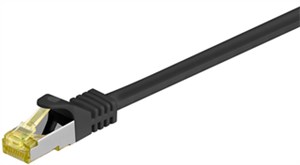 RJ45 kabel krosowy CAT 6A S/FTP (PiMF), 500 MHz, z CAT 7 kable surowym, czarny, 5 m