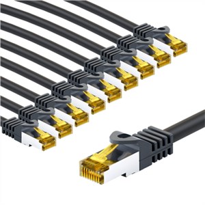 RJ45 kabel krosowy CAT 6A S/FTP (PiMF), 500 MHz, z CAT 7 kable surowym, 2 m, czarny, zestaw 10