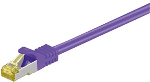 RJ45 kabel krosowy CAT 6A S/FTP (PiMF), 500 MHz, z CAT 7 kable surowym, Fioletowy, 3 m