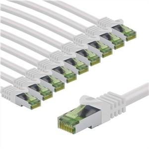 Kabel krosowy CAT 8.1 z certyfikatem GHMT, S/FTP (PiMF), 3 m, biały, zestaw 10