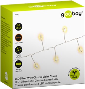 50er LED srebrny drut łańcuch świetlny klaster