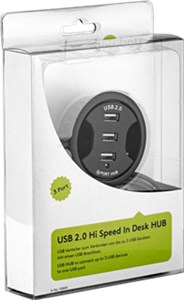 3-portowy koncentrator USB 2.0 Hi-Speed In-Desk/rozdzielacz 