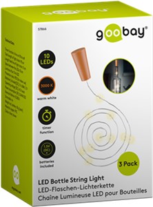 3x 10 LED łańcuch świetlny do butelek, z wyłącznikiem czasowym