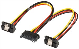 Kabel zasilający typu Y/adapter zasilający do komputera, SATA 1 x wtyk na 2 x gniazdo 90°