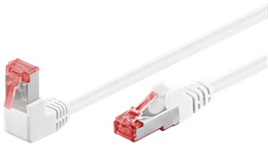 CAT 6 kabel krosowy 1x 90° pod kątem, S/FTP (PiMF), biały, 5 m
