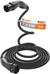 HELIX kabel do ładowania Typu 2, do 7,4 kW, 5 m, czarny