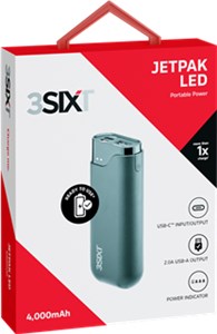 Jetpak LED 4.000mAh poręczny banku zasilania z USB-C ™ oraz złącza USB-A