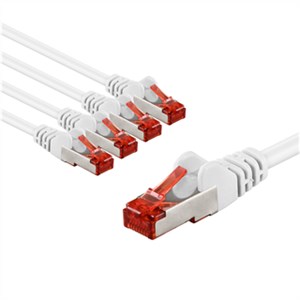 CAT 6 kabel krosowy, S/FTP (PiMF), 5 m, biały, zestaw 5