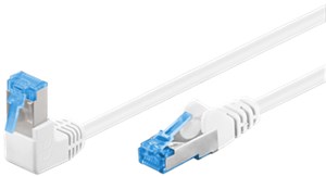 CAT 6A kabel krosowy 1x 90° pod kątem, S/FTP (PiMF), biały, 5 m