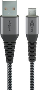 Kabel tekstylny micro USB na USB-A z metalowymi wtyczkami (gwiezdna szarość/srebrny) 2 m
