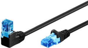CAT 6A kabel krosowy 1x 90° pod kątem, U/UTP, czarny, 0,25 m